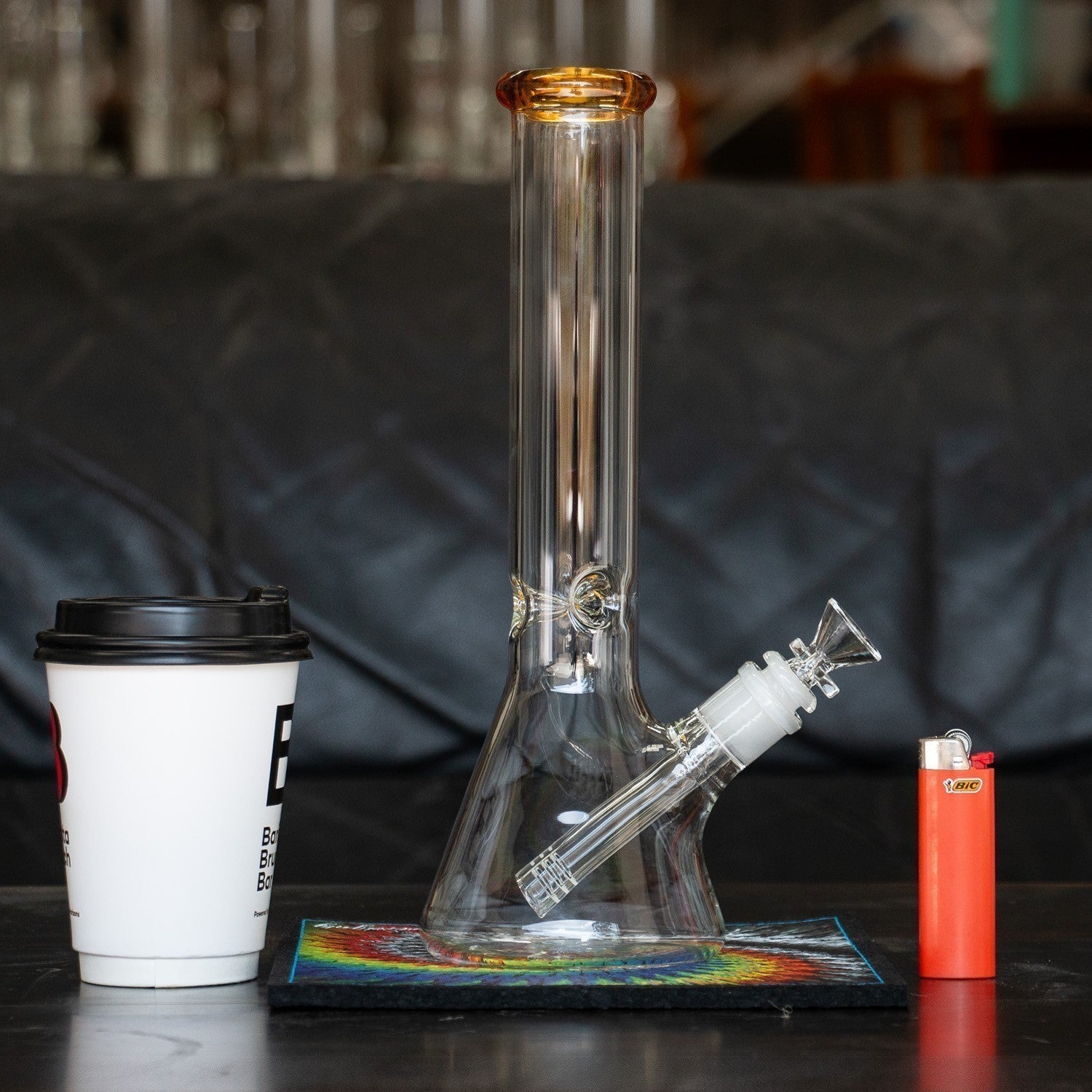 Cute small size glass bong with beaker base.