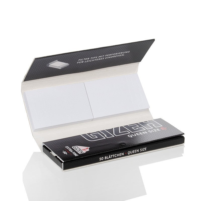 Gizeh queen size Rolling papers booklet with filter tips.