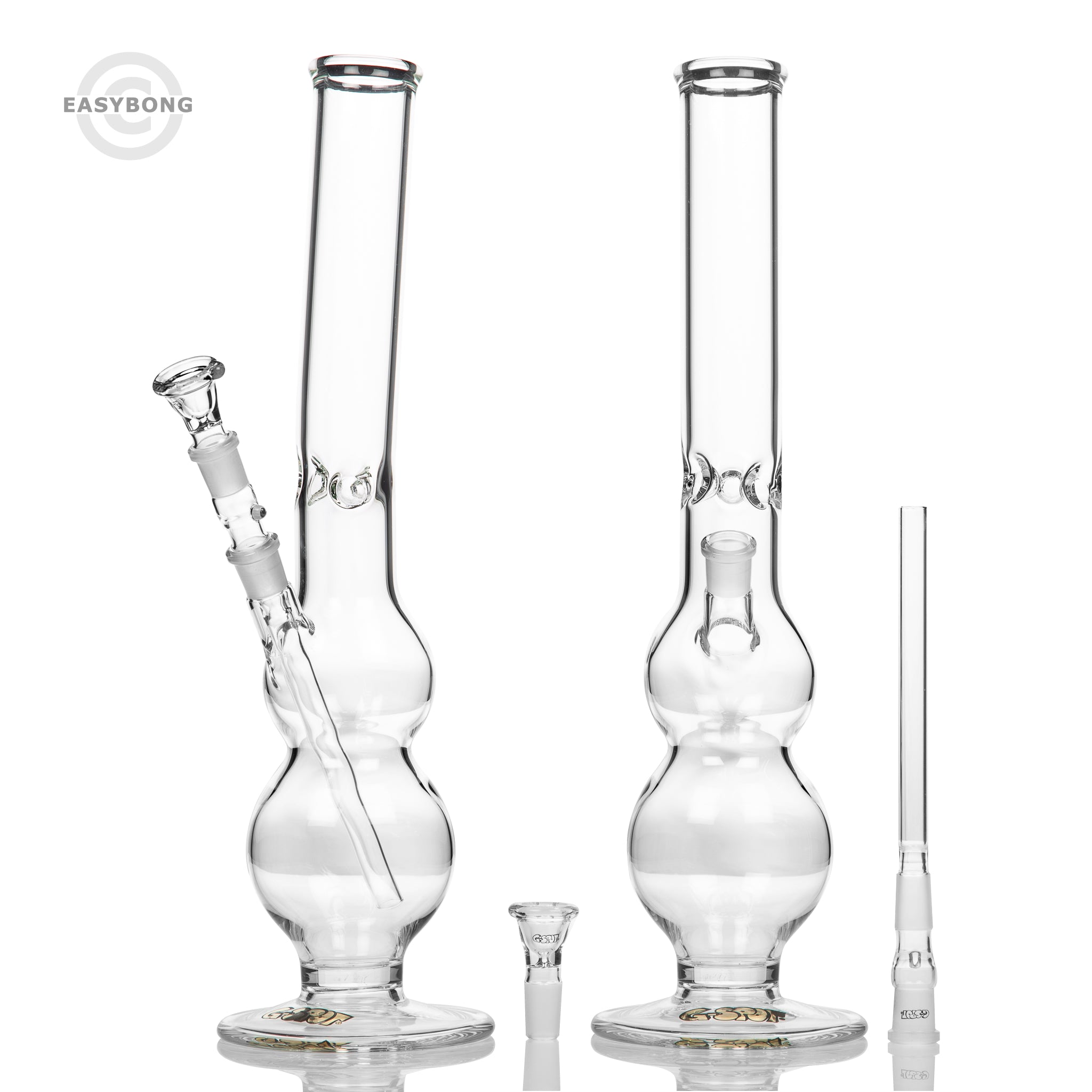 Gspot double egg glass ice bong with stem and cone.