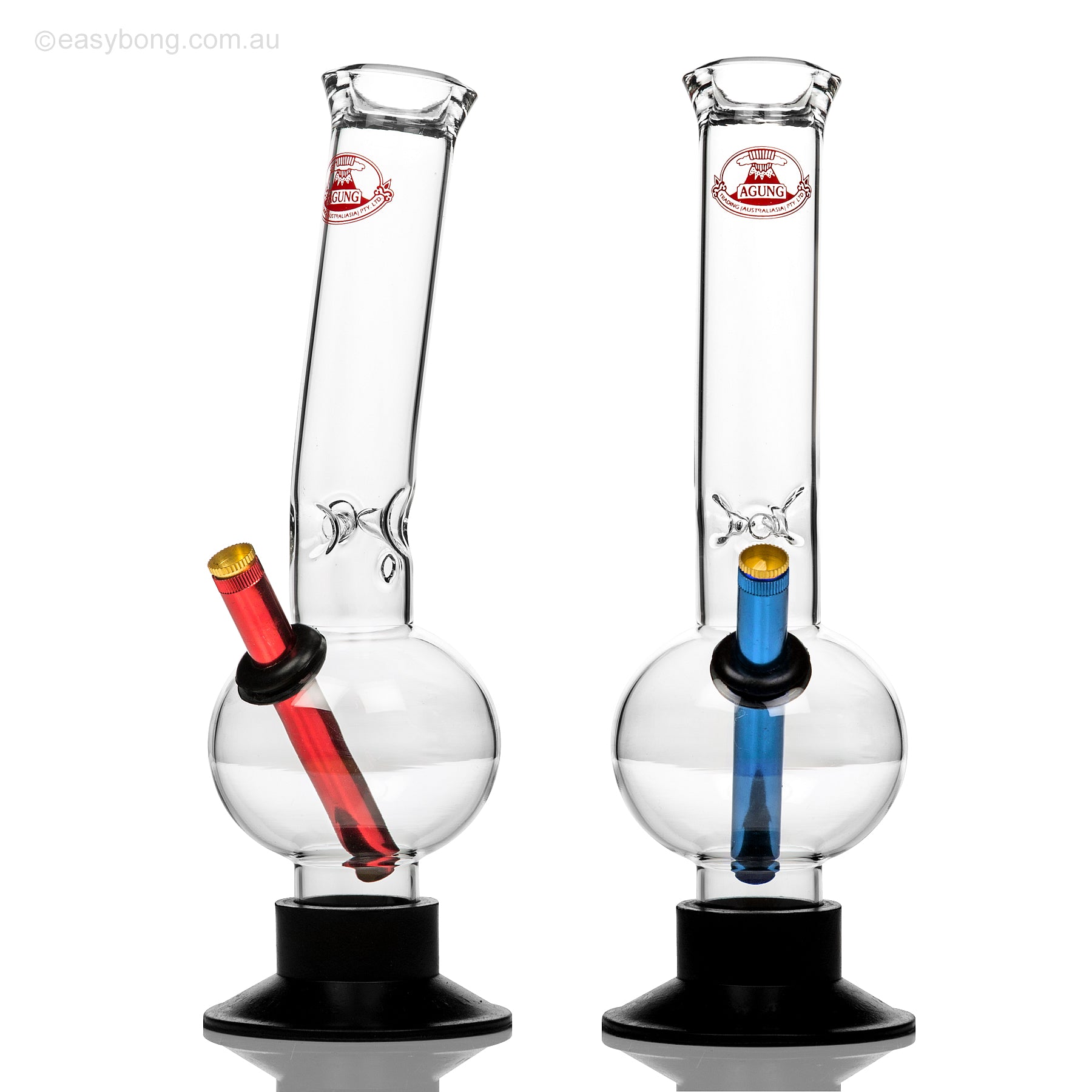 Glass bong designed for Aussie stoners with metal stem and brass cone piece.