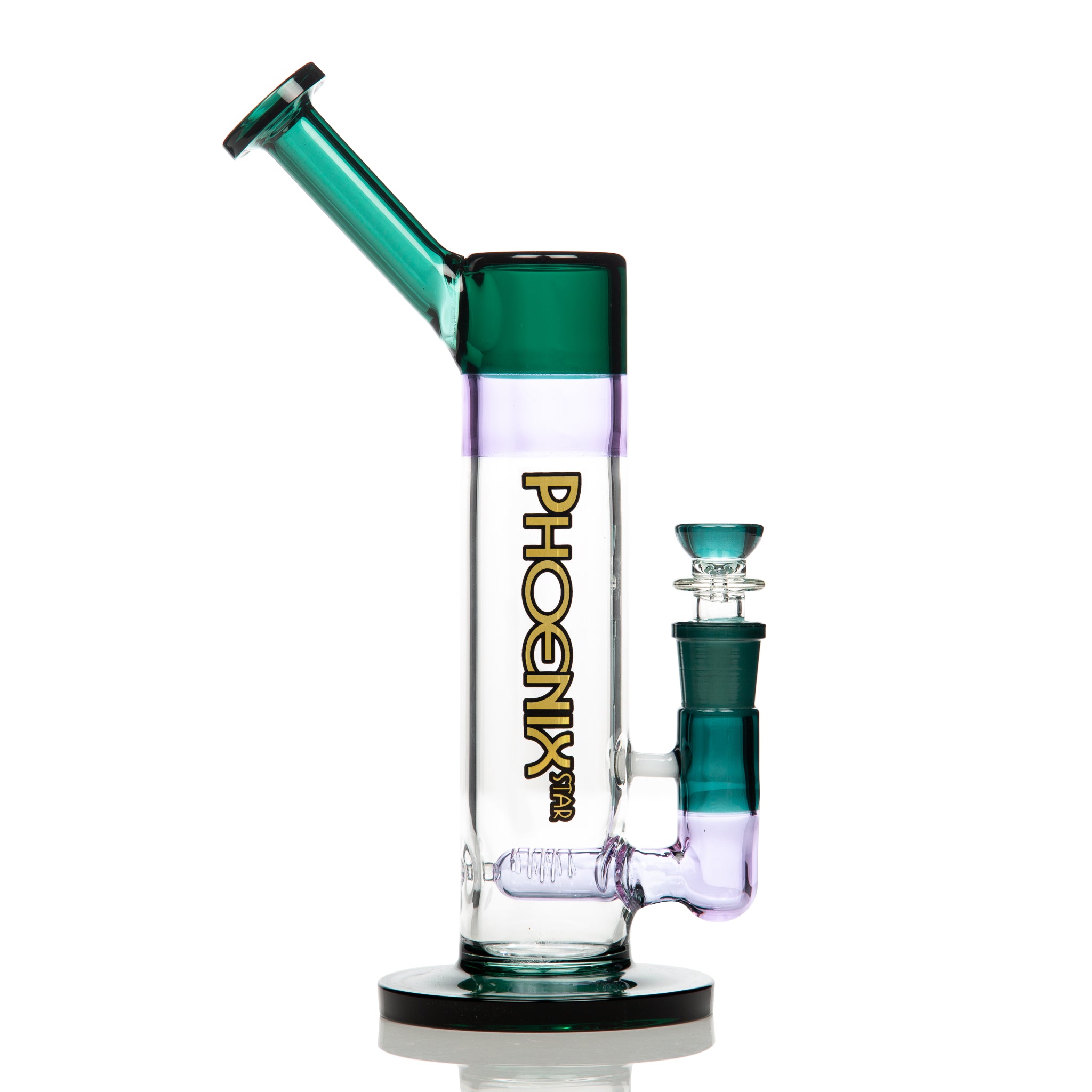 Phoenix Side Neck Inline Straight Glass Bong 28cm Teal