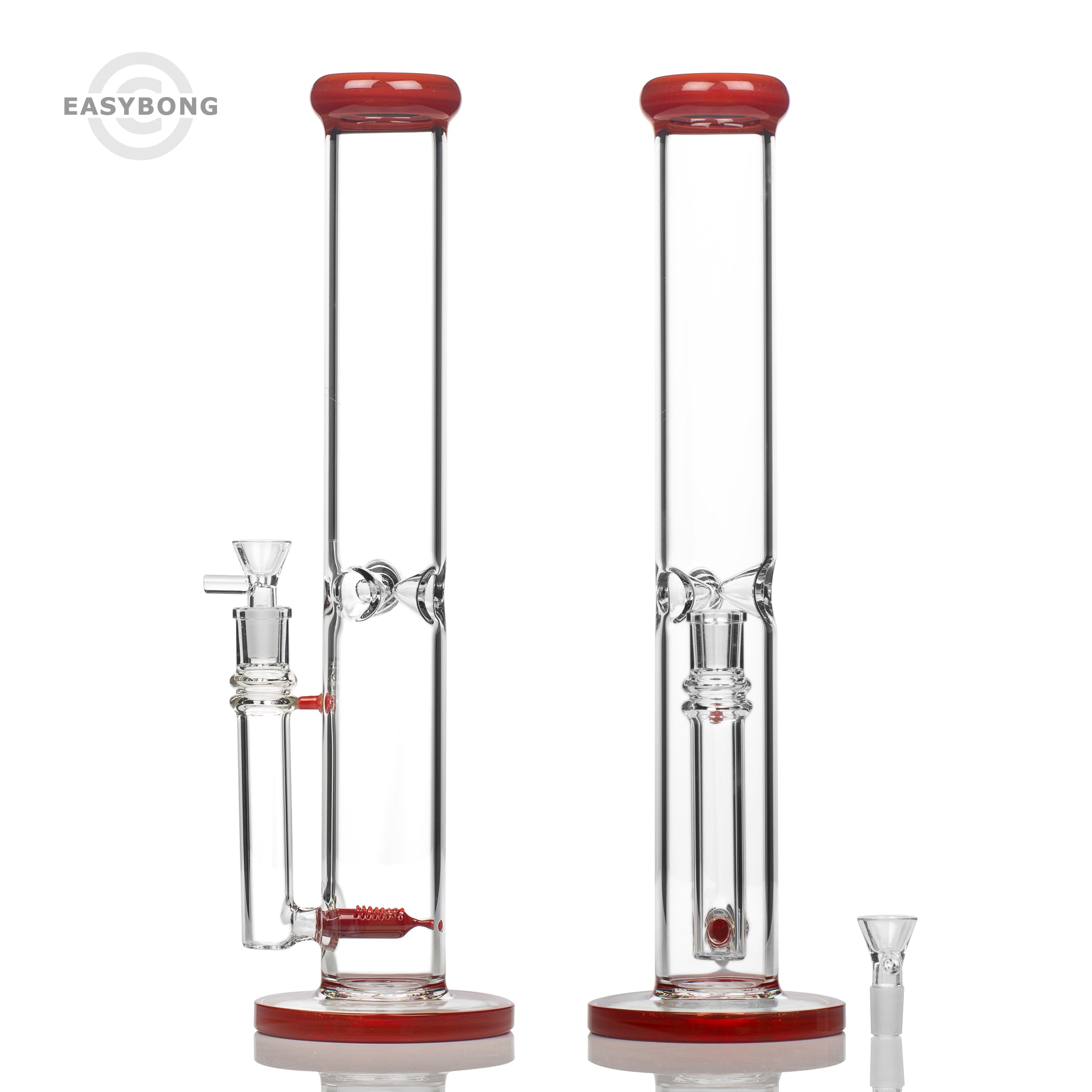 Tall and thick straight glass bongs with an inline diffuser for a smooth smoking experience.