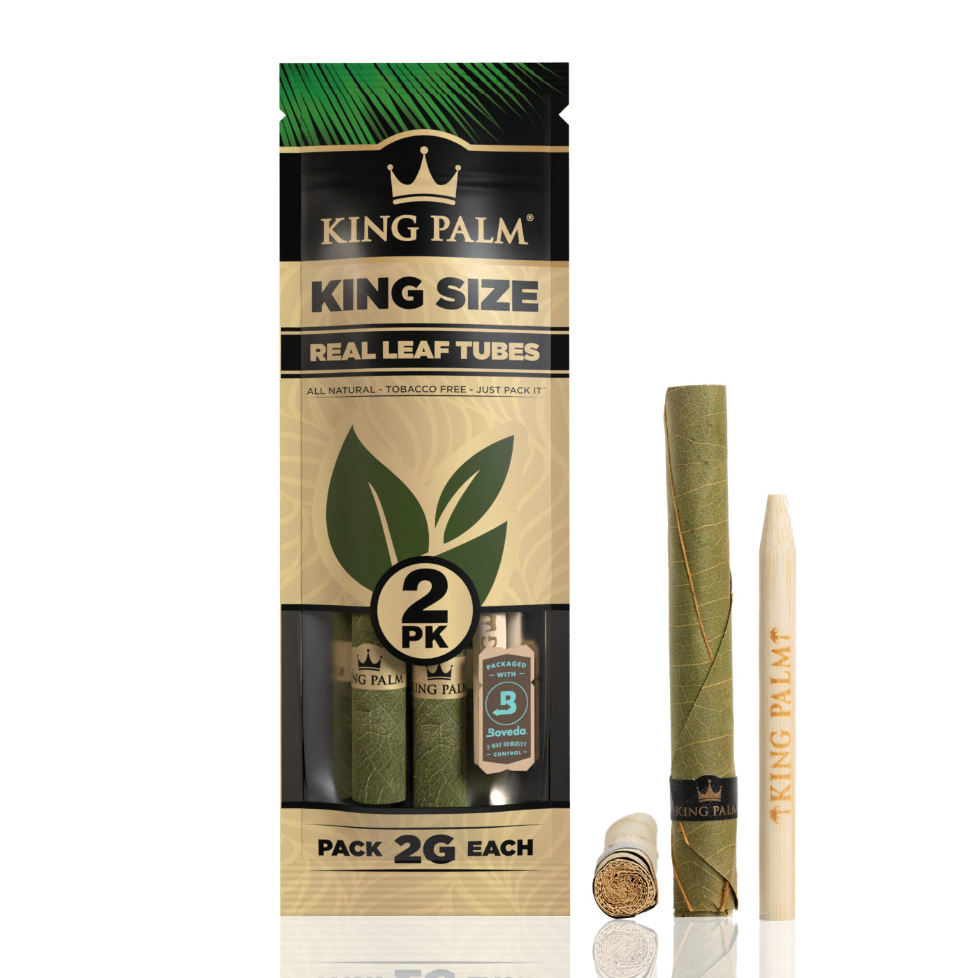 King Palm real leaf pre-rolled tubes in king size