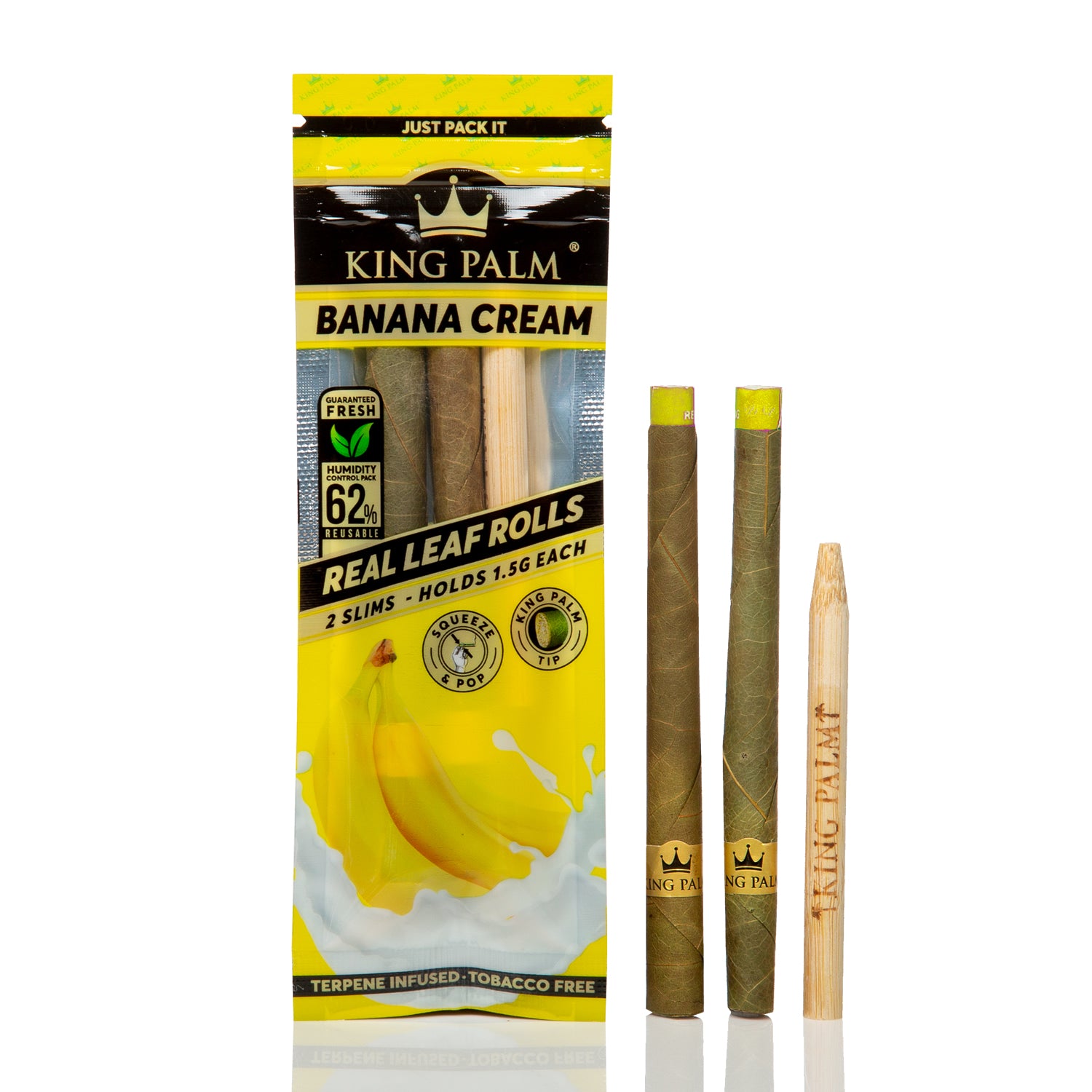 King Palm Real Leaf Slim Rolls 1.5g 2pk Banana Cream