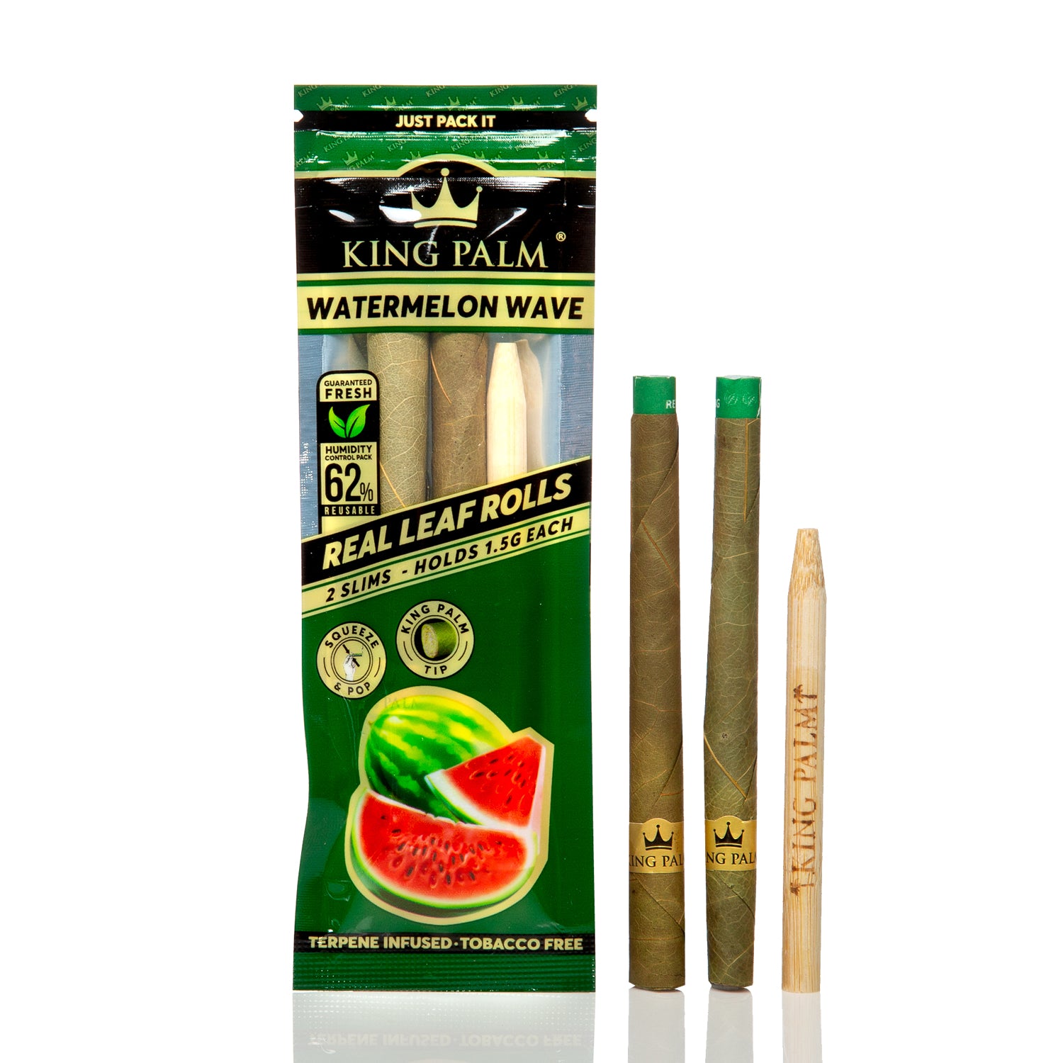 King Palm Real Leaf Slim Rolls 1.5g 2pk Watermelon Wave