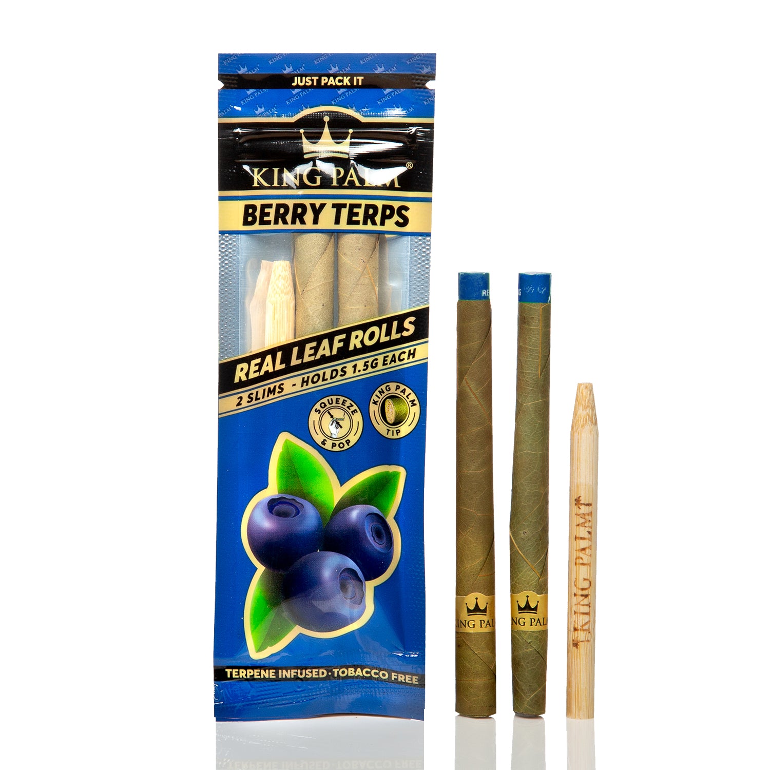 King Palm Real Leaf Slim Rolls 1.5g 2pk Berry Terps