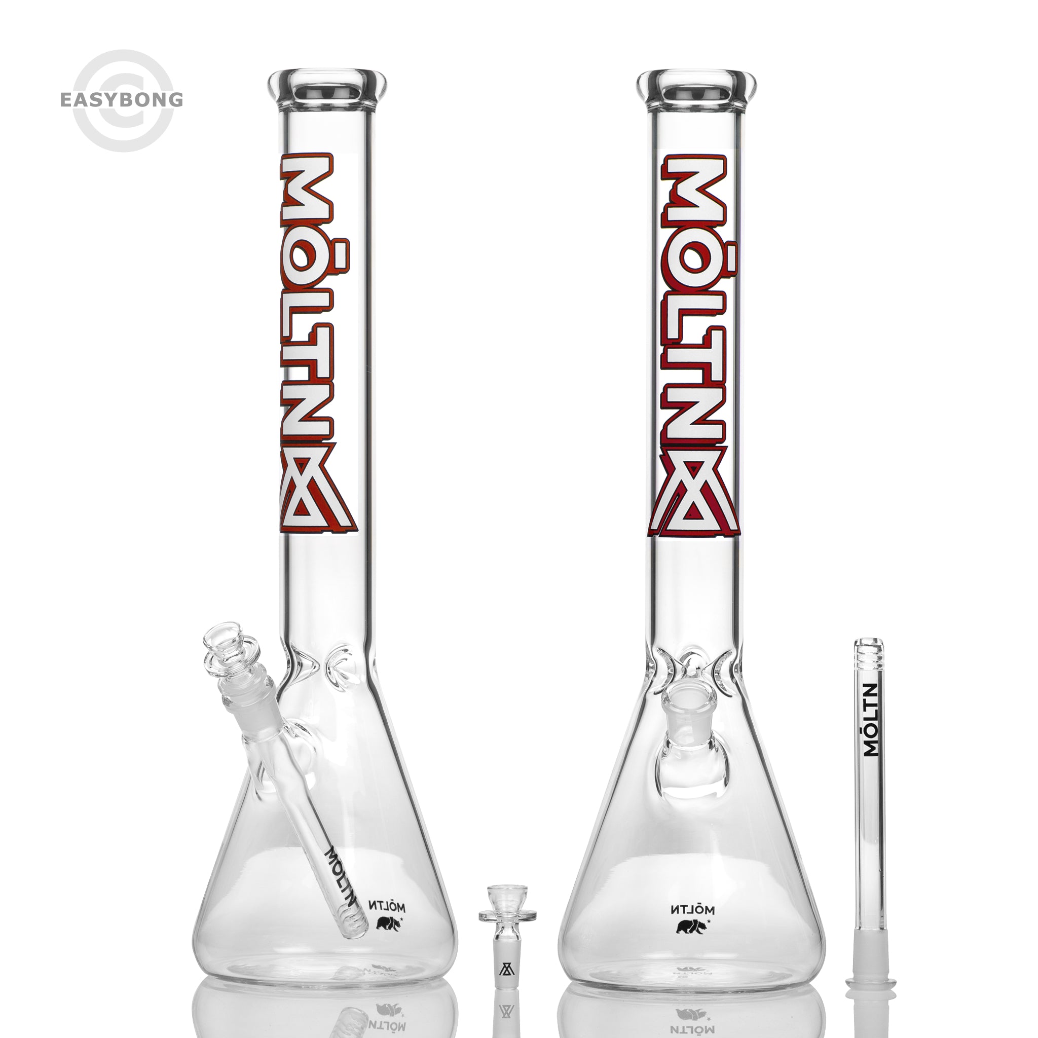 Móltn Glass 45cm Beaker Bong Bold Logo Red