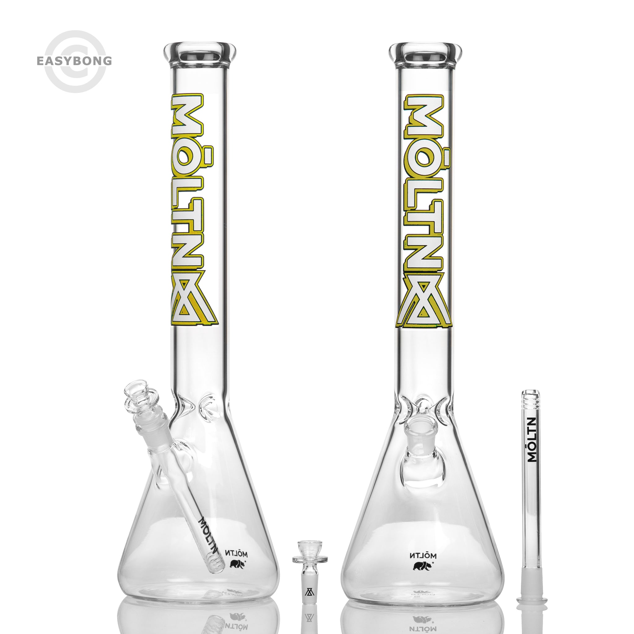 Móltn Glass 45cm Beaker Bong Bold Logo Yellow