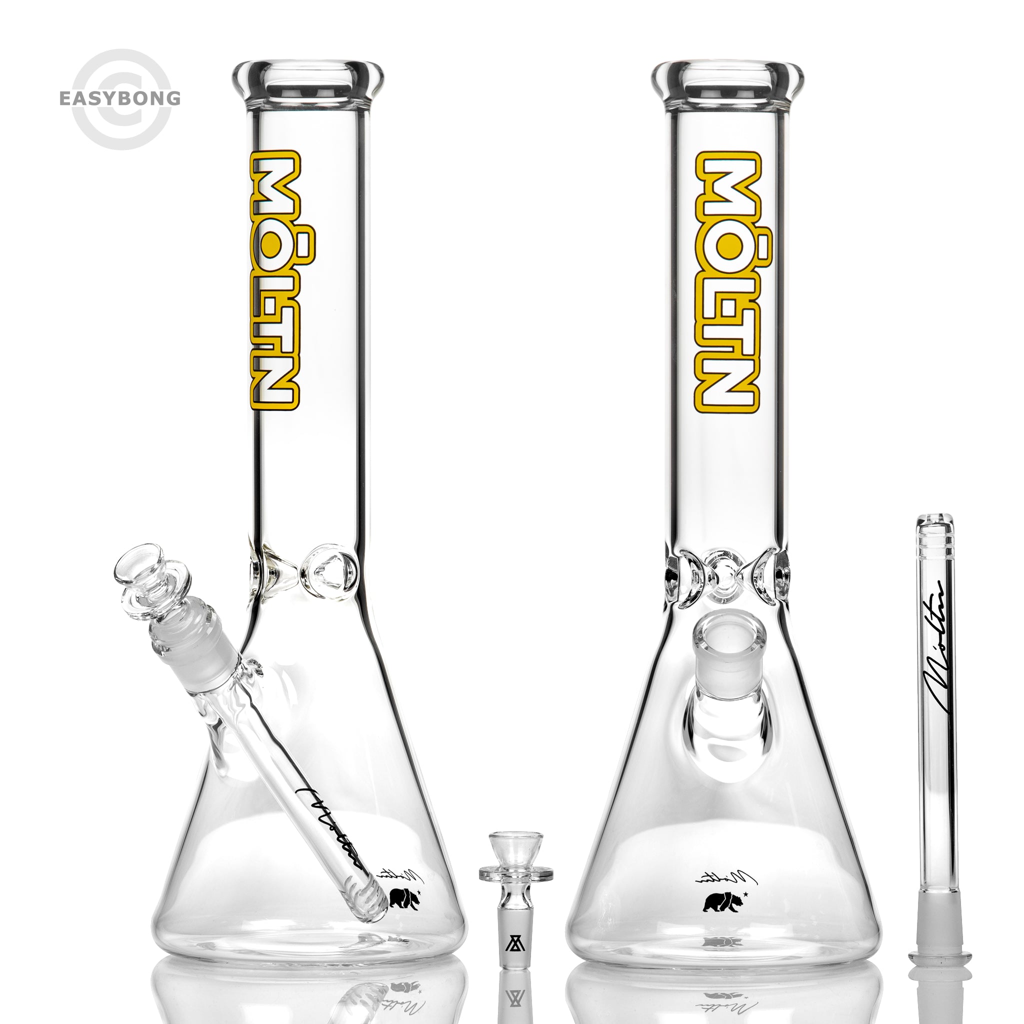 Móltn Glass 14" Beaker Bong Yellow Logo