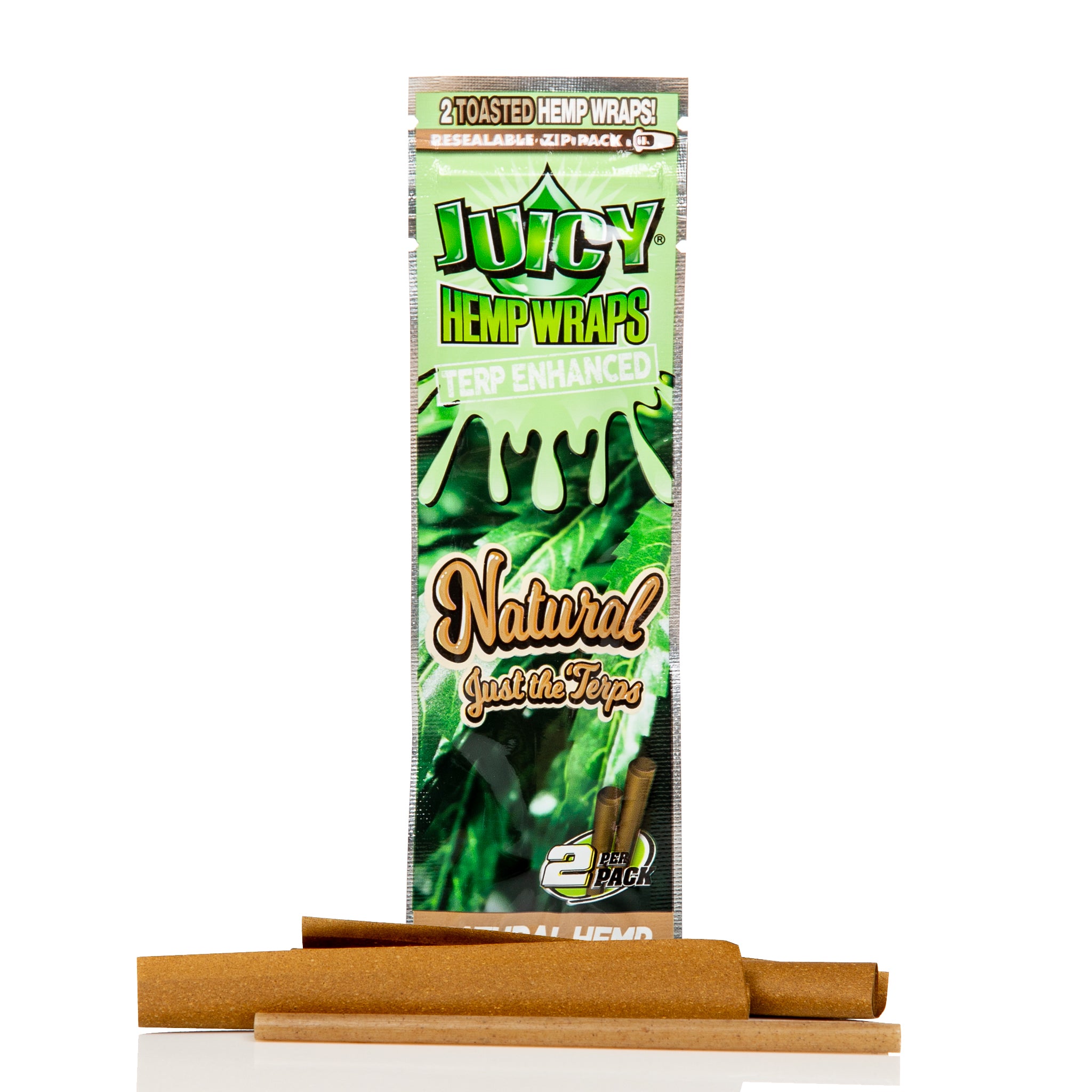 Juicy jays natural terpene infused flavoured hemp blunt wraps.