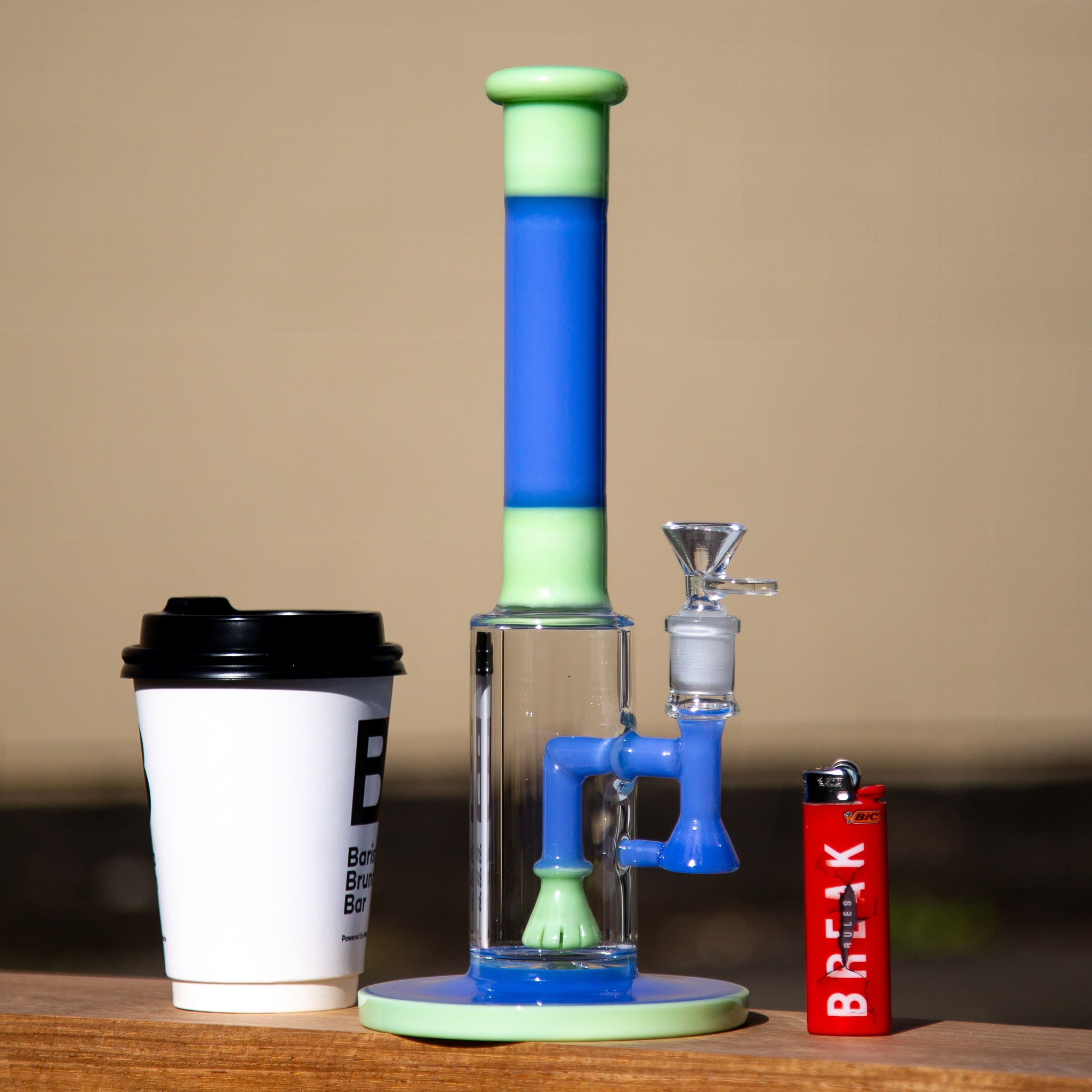 Easy Shower Tube Glass Bong 29cm Green Blue