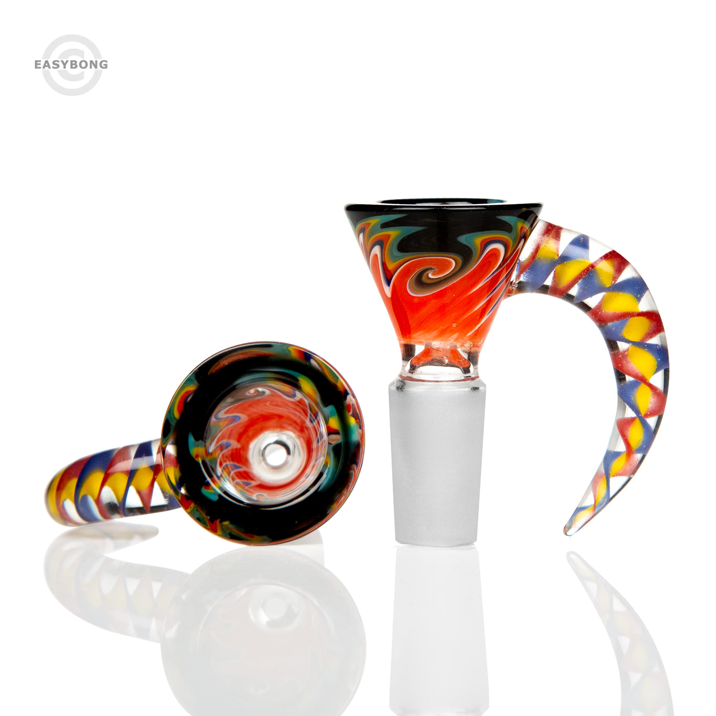 Easy 14mm Worked Horned Glass Cone Black Orange