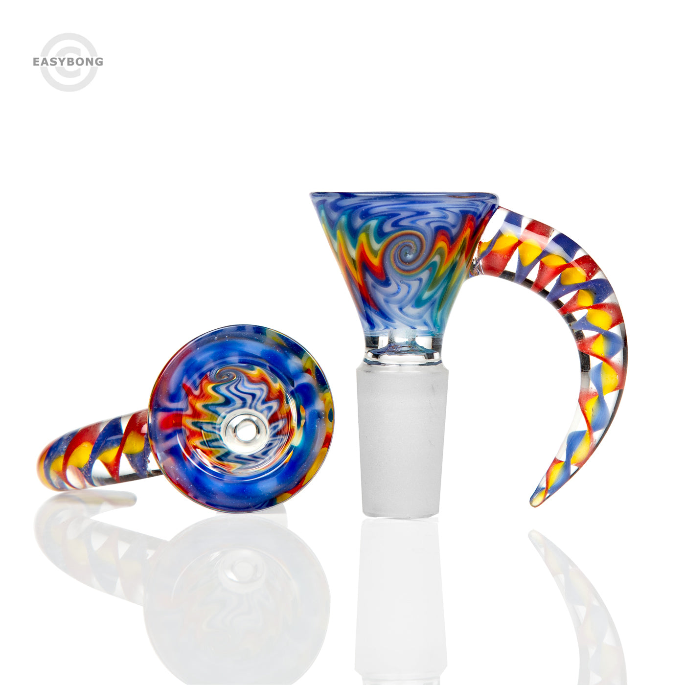 Easy 14mm Worked Horned Glass Cone Blue Orange