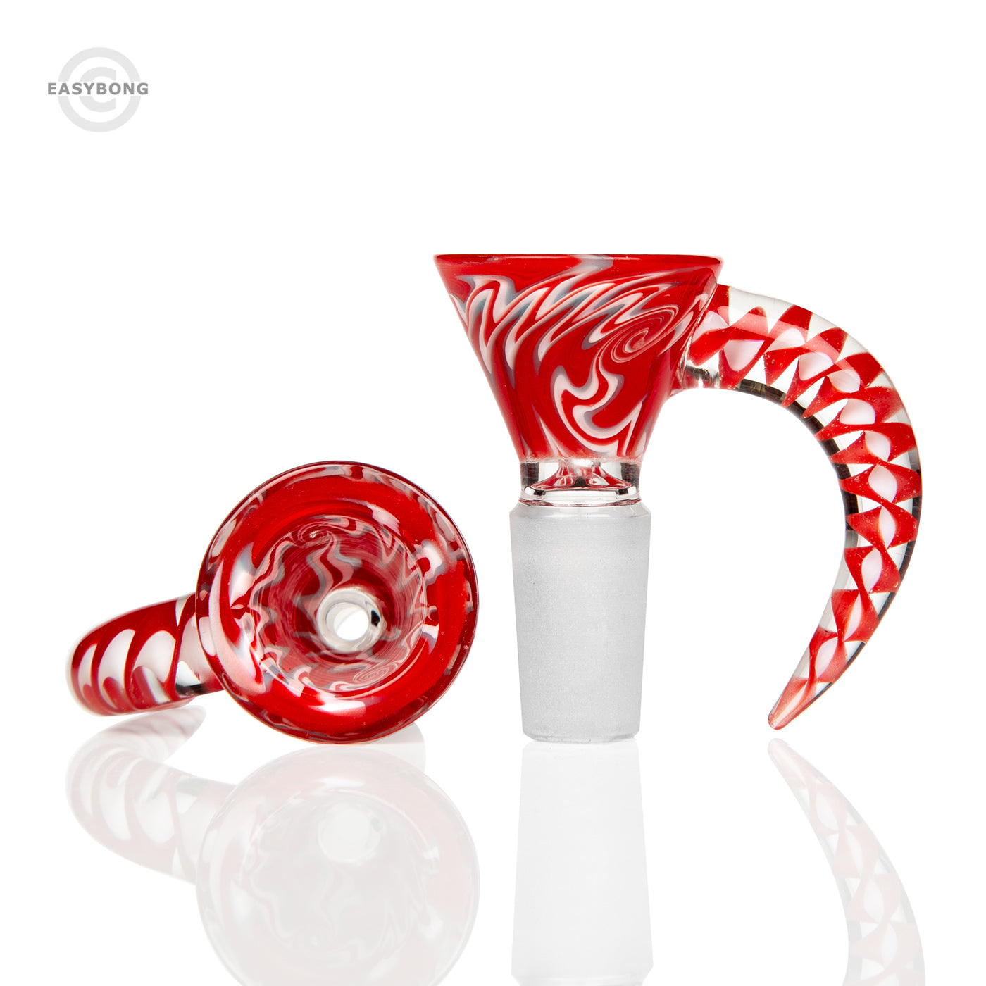 Easy 14mm Worked Horned Glass Cone Red White
