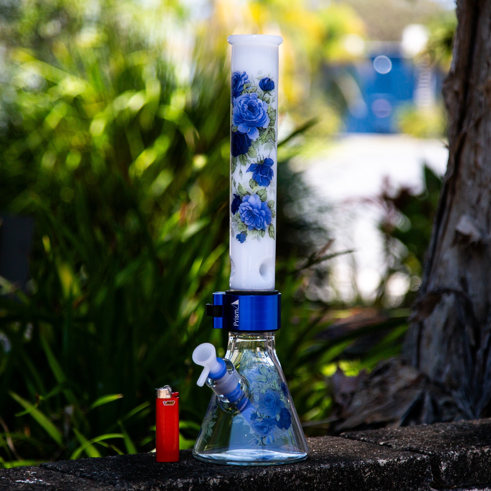 Prism glass bong with flowers at Easy in Sydney Australia.