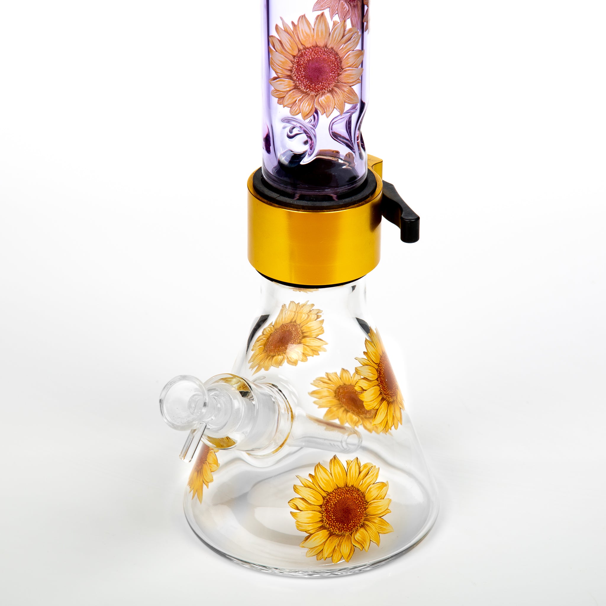 Prism Short Beaker Purple Sunflower Gold Clamp