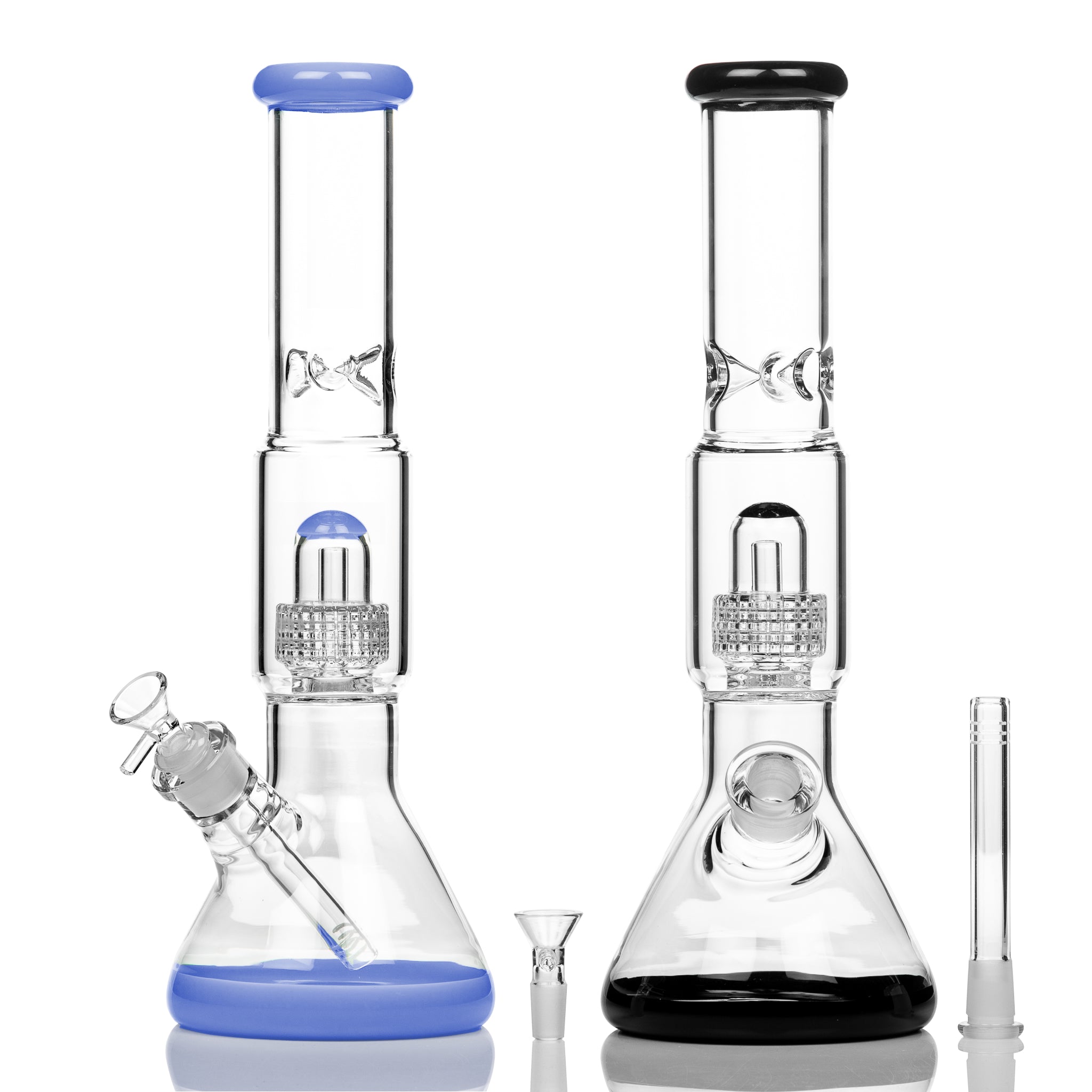 Glass beaker bongs at Easy Australia with stem and cone. For use with medical cannabis.