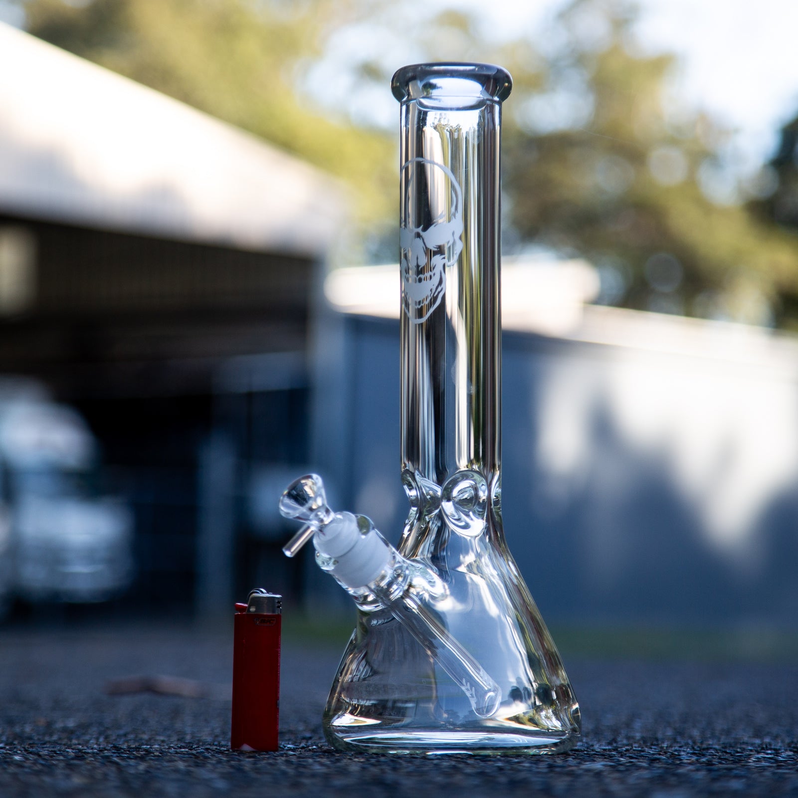 Easy Heavy Glass Skull Beaker Bong 34cm