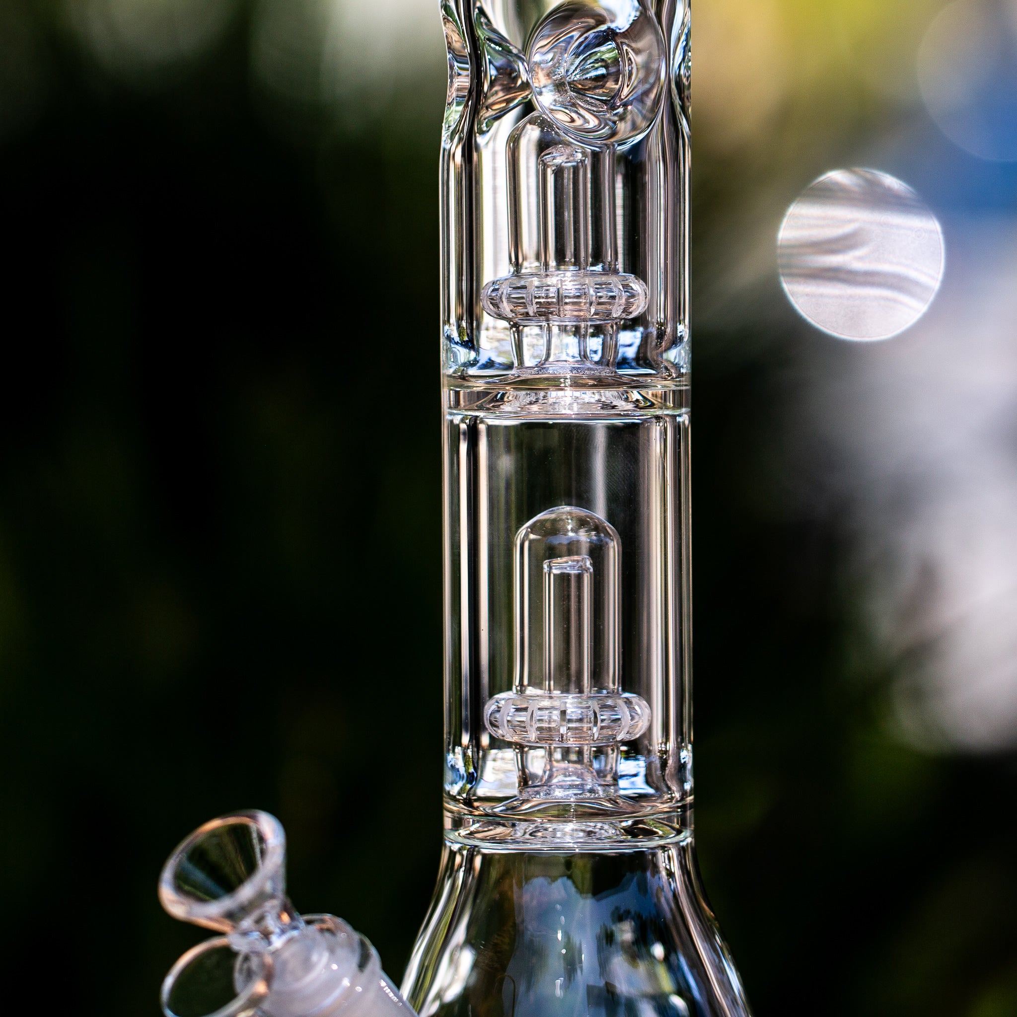 Twin percolators in large glass bong.