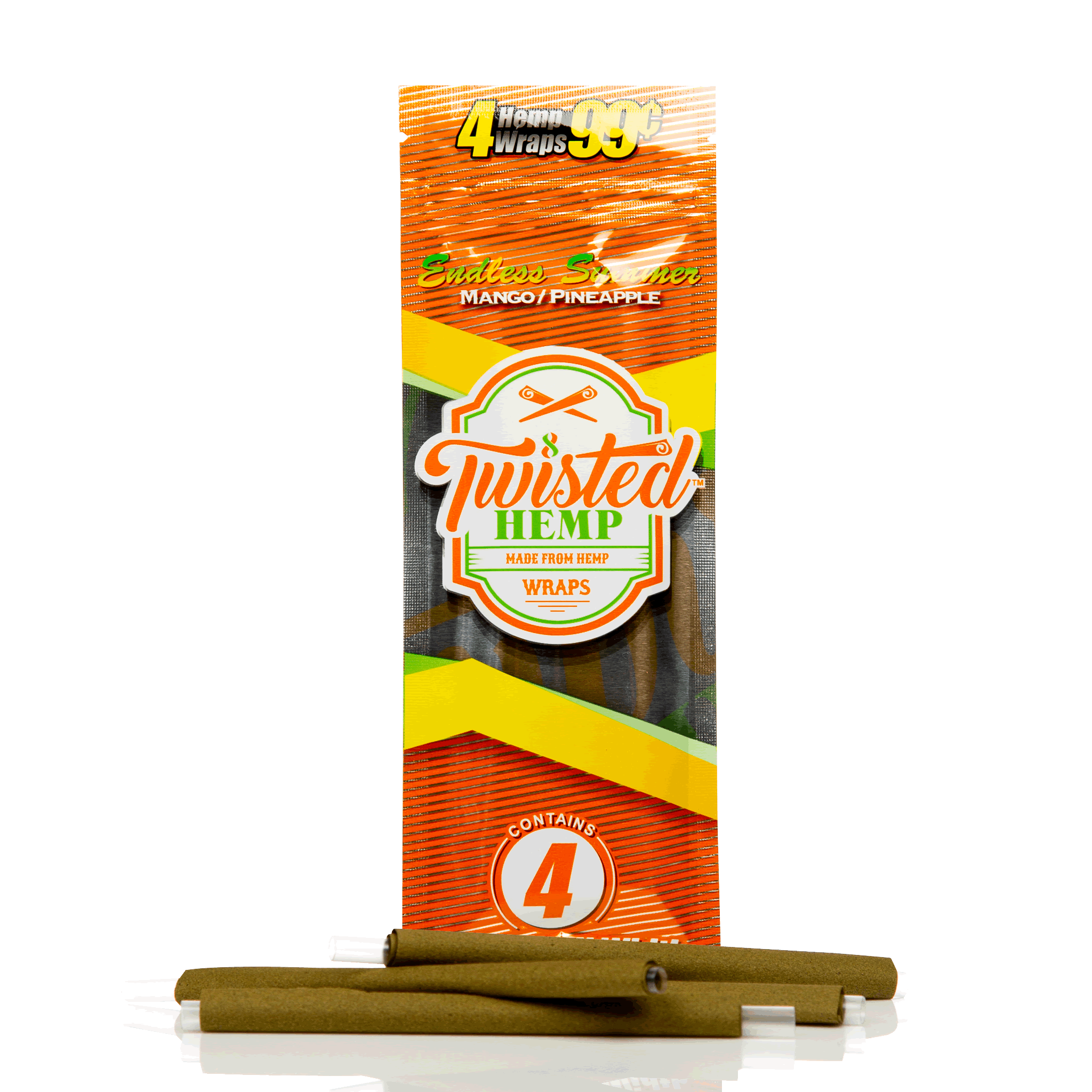 Mango flavoured Twisted hemp blunt wraps and rolling papers.