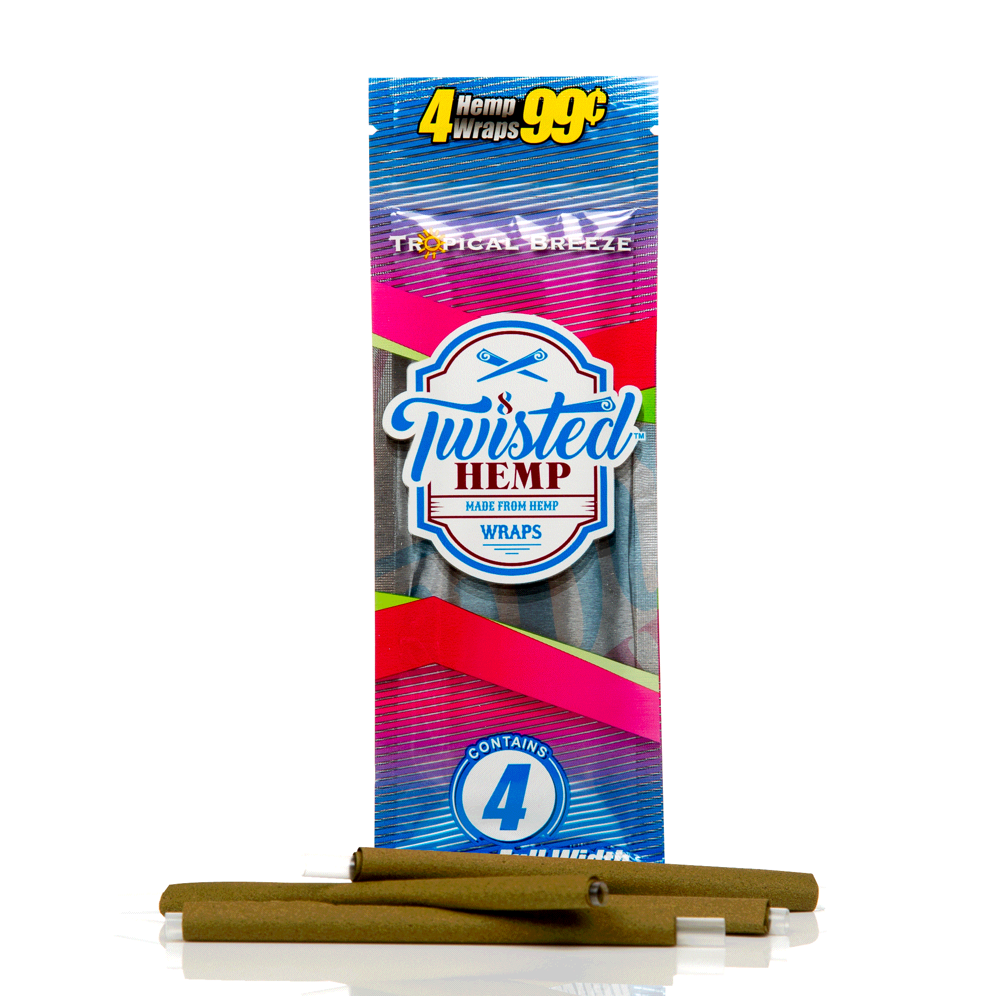 Twisted hemp blunt wrap in tropical breeze flavour.