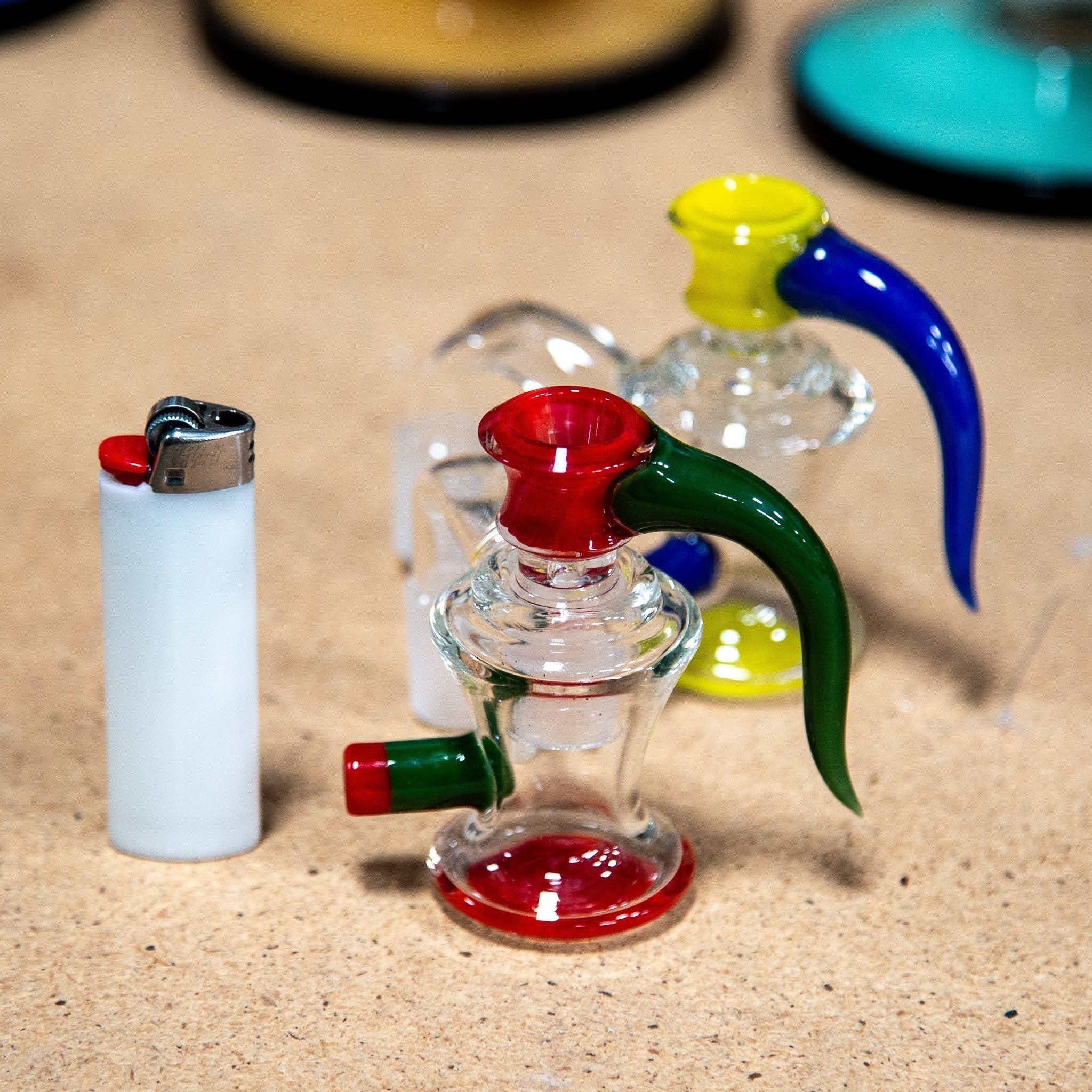 Worked Ash Catcher Set 18mm Green Red