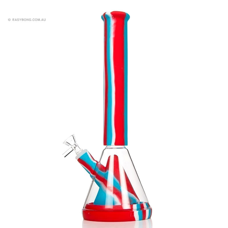 Silicglass Pyramid Beaker Red White Blue