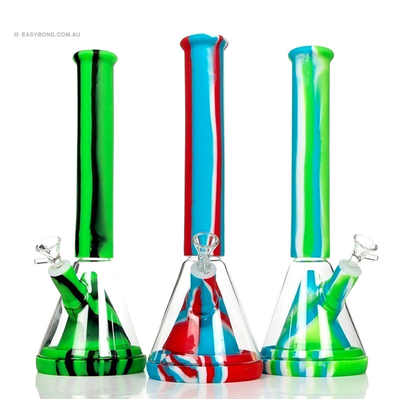 Silicglass Pyramid Beaker Red White Blue