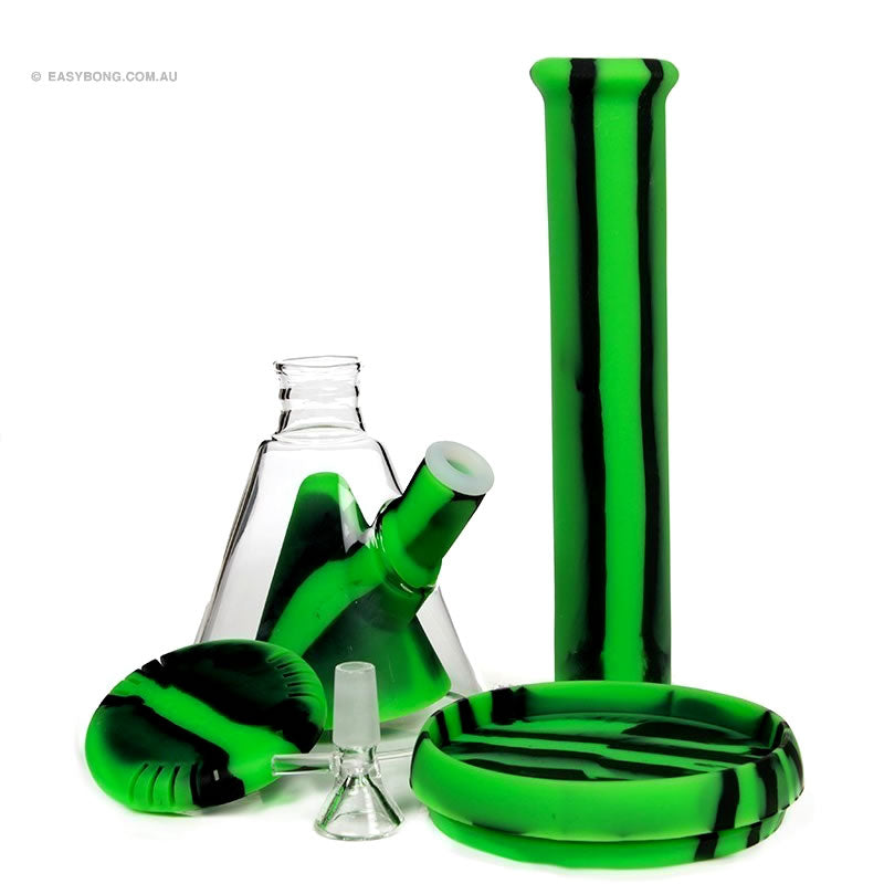 Silicglass Pyramid Beaker Green White Blue