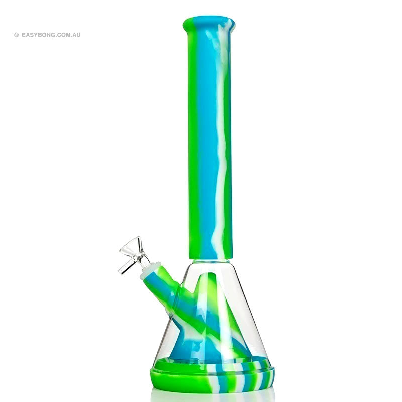 Silicglass Pyramid Beaker Green White Blue